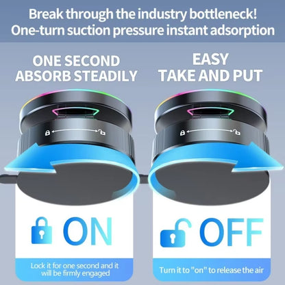 15W Wireless Charge 360 Degree Rotatable Vacum Car Holdermagnetic Car Mount Vacuum Phone Holder for Iphone Samsung Xiaomi