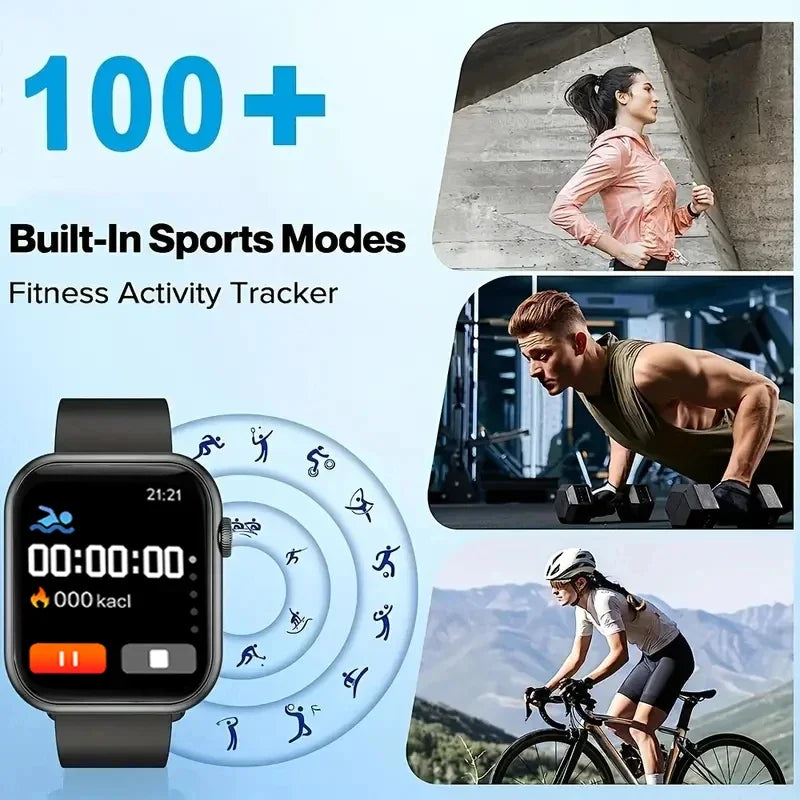 2025 New Smartwatch for Men Android IOS Phone 1.73" Screen Bluetooth Call Blood Oxygen Pressure Monitoring Smart Watch Women