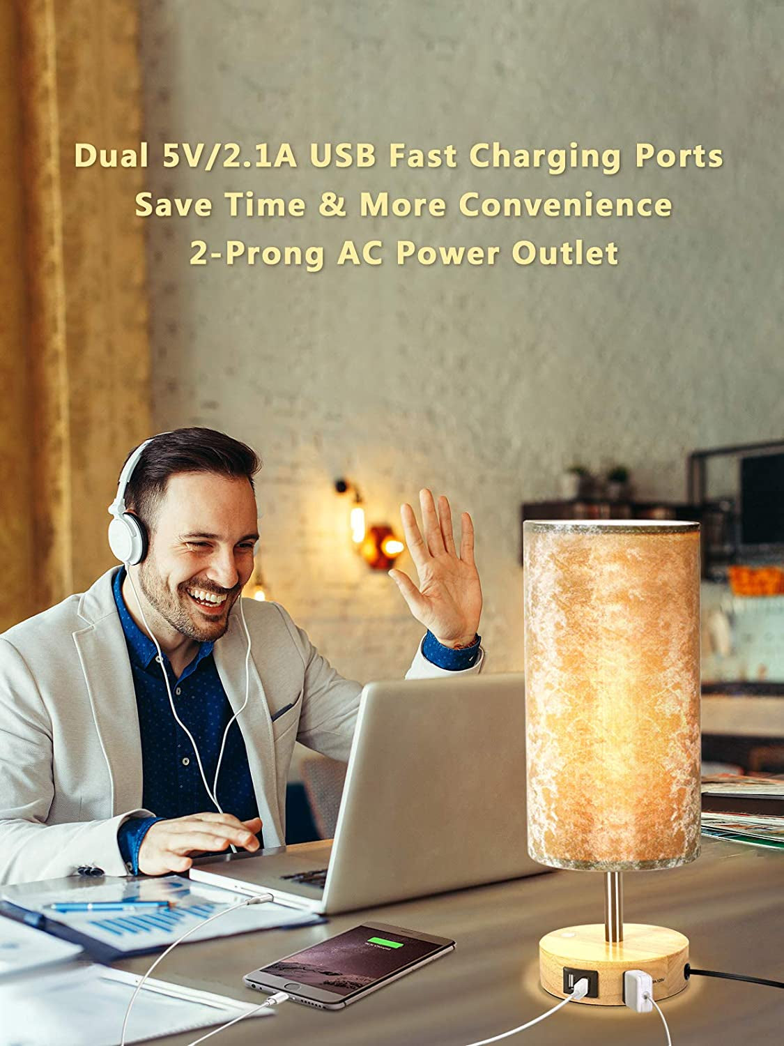 Bedside Lamp with USB Port Table Lamps Touch Control Velvet Shade Nightstand Lamps for Bedrooms, Table Lamp for Bedroom Living Room Office